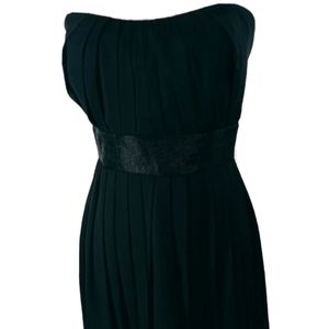 White House Black Market Dress Size 4 Womens Black Strapless Pleated bubble hem